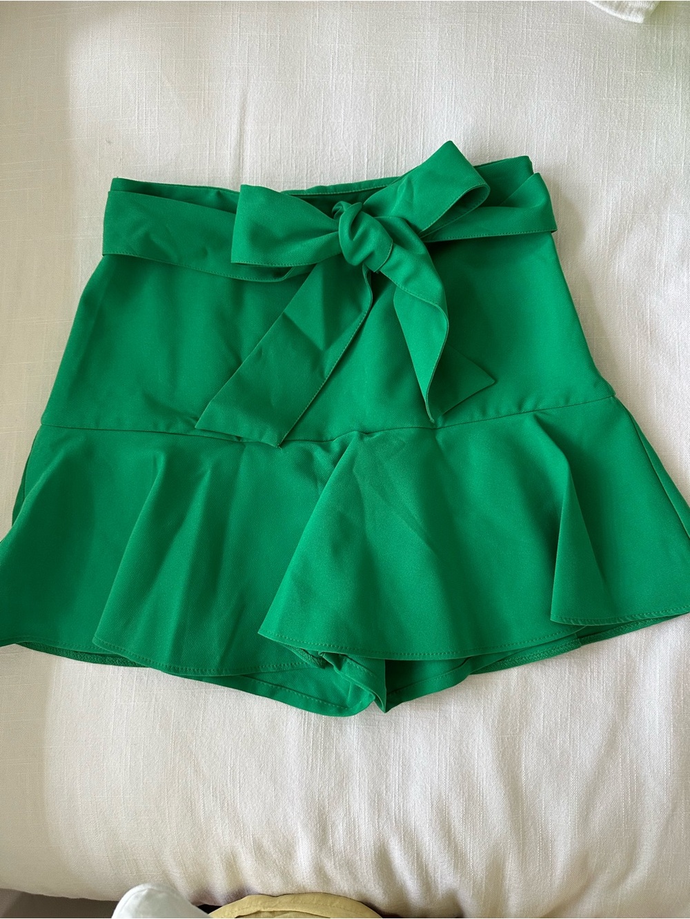 Zara Emerald Tie-Waist Ruffle Skort